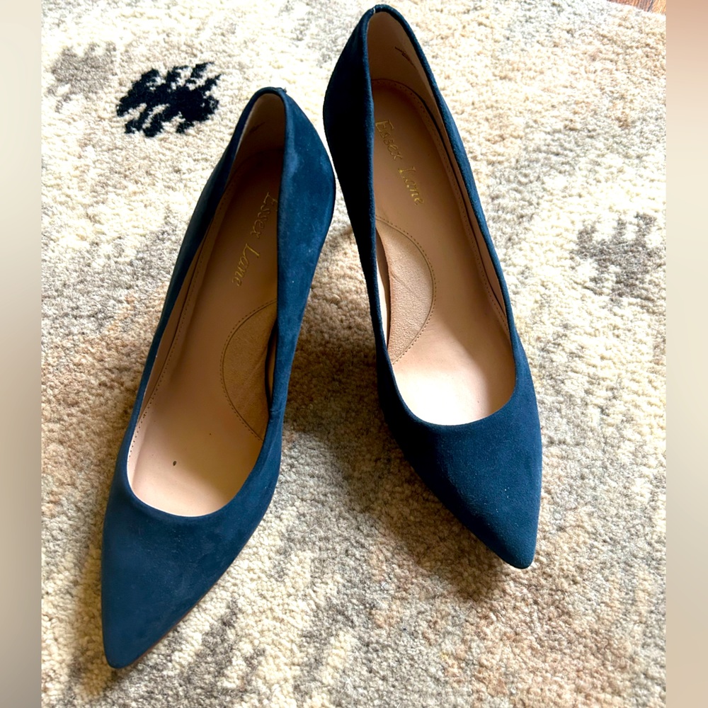 Blue High Heels - Suede Pointed Toe